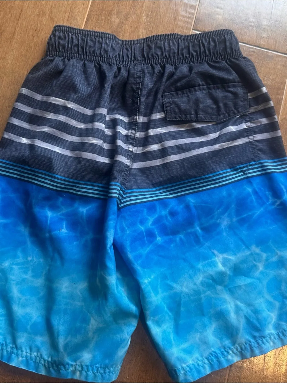 Gerry Weber Boys size 10/12 Blue Ombre Swim Trunks with Navy Stripes